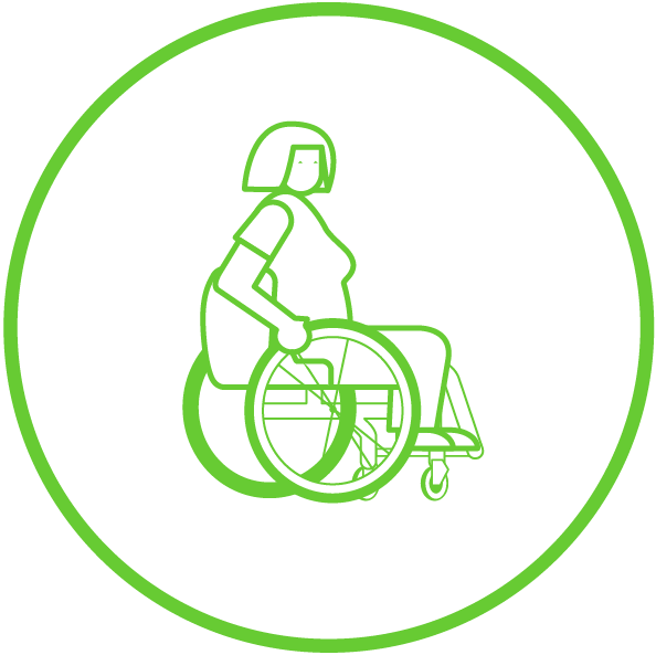 An image of a woman in a wheelchair.