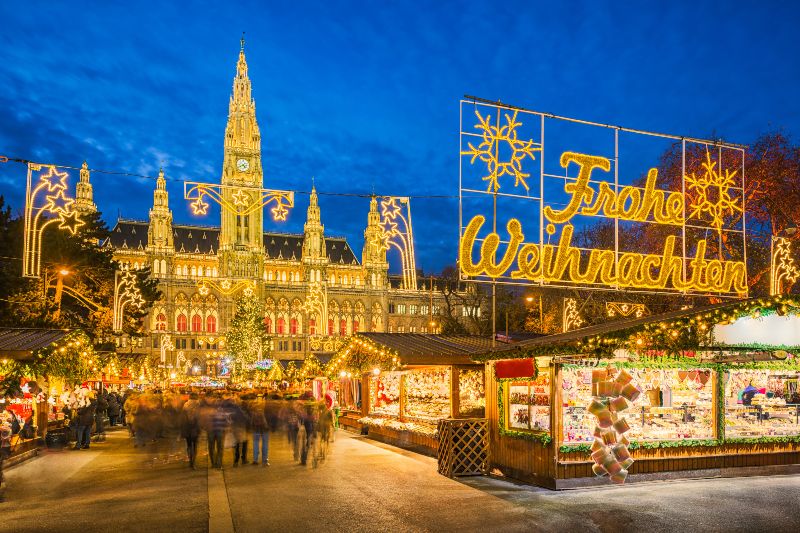 A Christmas market in Vienna Austria